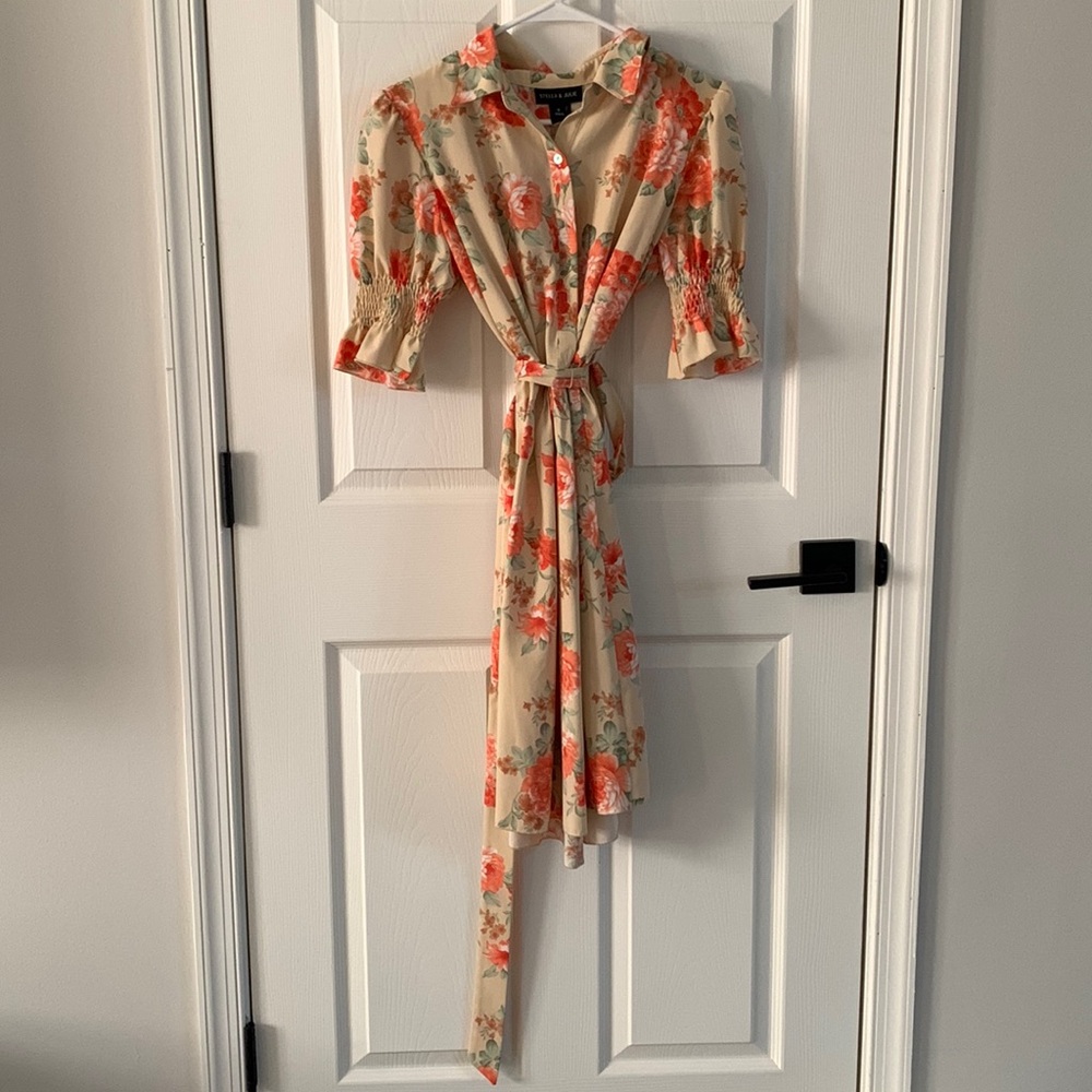 PRETTYGARDEN Women's Floral Print Dress Long/mid Sleeve Ruffle Belted Dresses